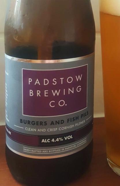 Burgers And Fish Pils 4.4%, Padstow Brewing, England