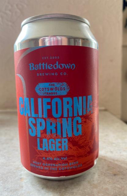 California Spring Lager 4.4%, Battledown, England