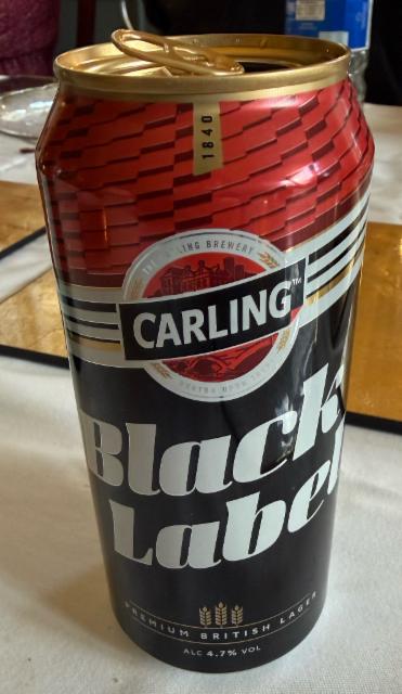 Carling black label 4.7%, Molson Coors UK (MolsonCoors), England
