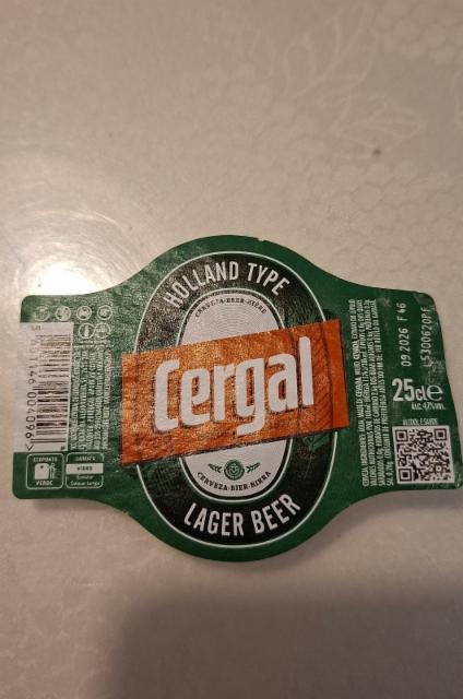 Cergal Lager beer 4.7%, Sociedade Central de Cervejas e Bebidas (Heineken Group), Portugal
