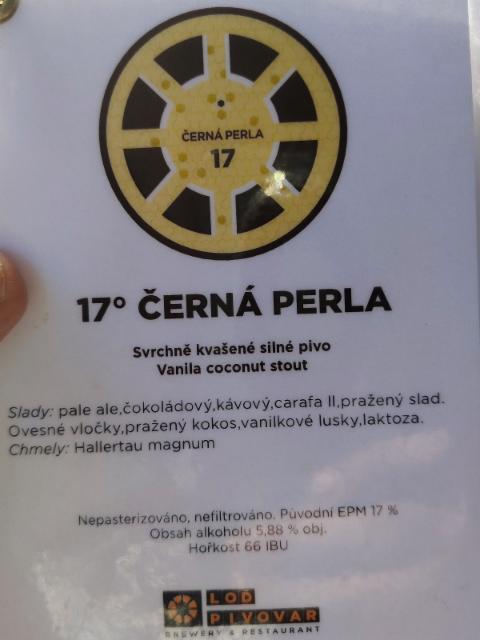 cerna perla 17 5.8%, Loď Pivovar, Czech Republic