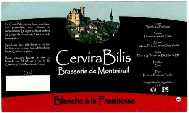 CerviraBilis Blanche À La Framboise 5.0%, Brasserie-Distillerie De Montmirail, France