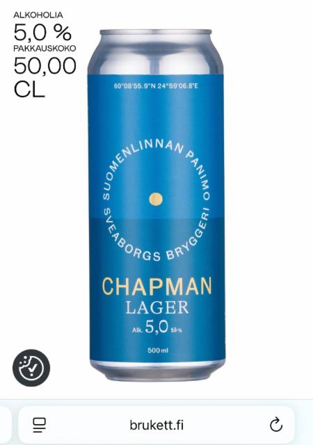 Chapman 5.0%, Suomenlinnan Panimo, Finland