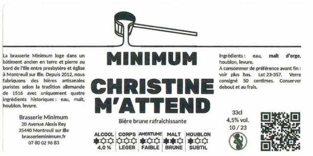 Christine M'Attend 5.0%, Brasserie Minimum, France