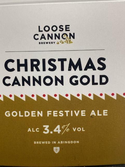 Christmas Cannon Gold 3.4%, Loose Cannon Brewery, England