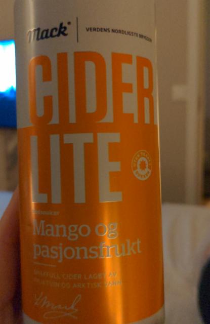 cider lite mango og pasjonsfrukt 4.5%, Macks Ølbryggeri, Norway