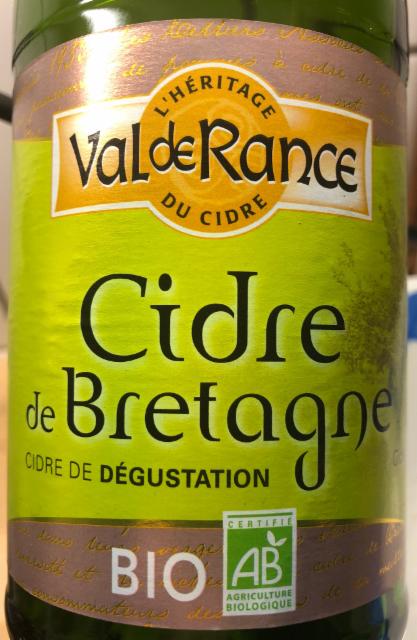 Val De Rance Cidre De Bretagne Bio Dégustation 4.0%, Les Celliers Associés, France