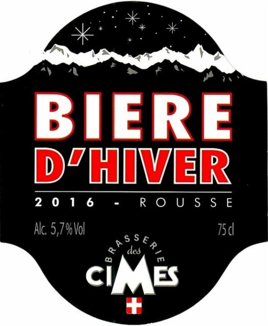 Bière D'Hiver 2016 Rousse 5.7%, Brasserie Des Cimes, France