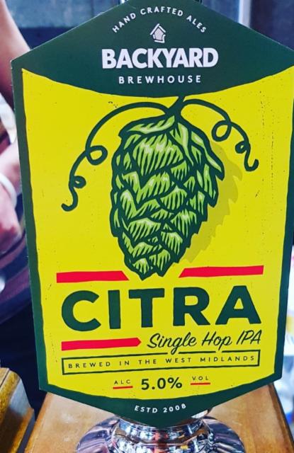 Citra 5.0%, Backyard Brewhouse, England
