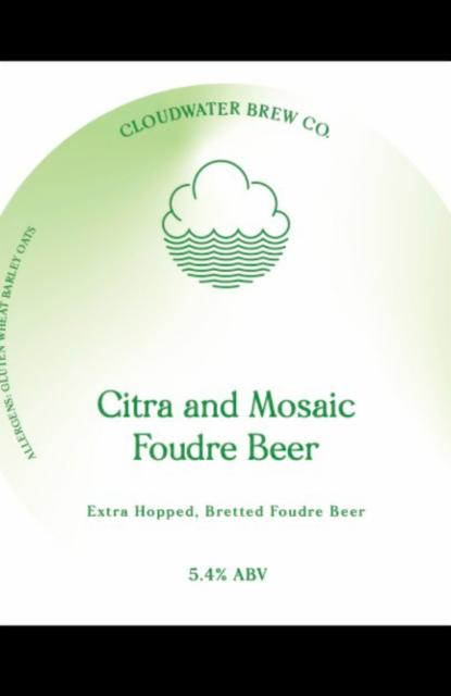 Citra & Mosaic Foudre Beer 5.4%, Cloudwater Brew Co., England