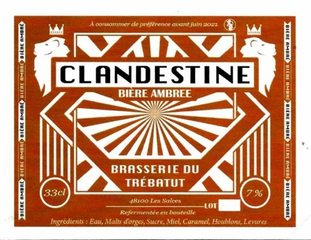 Clandestine Ambrée 5.5%, Brasserie Du Trébatut (Clandestine), France