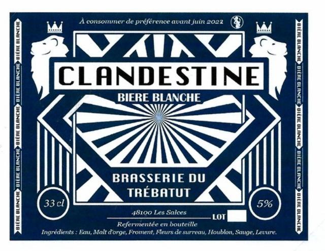 Clandestine Blanche 5.0%, Brasserie Du Trébatut (Clandestine), France