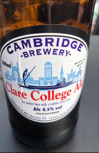 Clare College Ale 4.5%, City of Cambridge Brewery, England