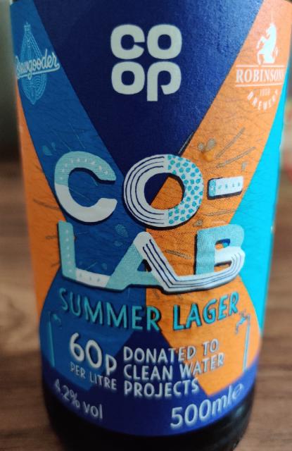 Co-lab Summer Larger 4.2%, Robinsons Brewery, England