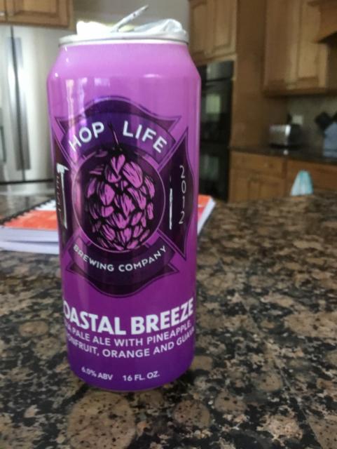 Coastal Breeze India Pale Ale with Pineapple, Passionfruit, Orange and Guava, Hop Life Brewing Company