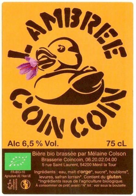Coincoin Ambrée 6.5%, Brasserie Coincoin, France