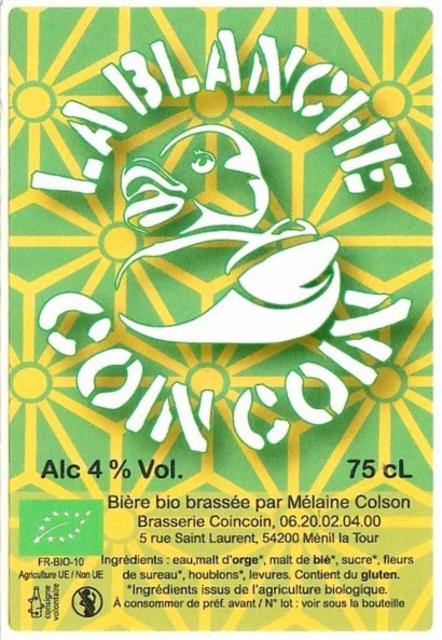 Coincoin Blanche 4.0%, Brasserie Coincoin, France