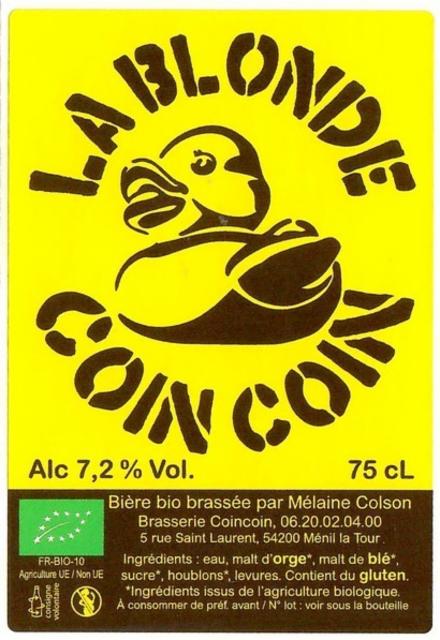 Coincoin Blonde 7.2%, Brasserie Coincoin, France