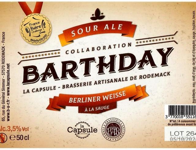 Collab Barthday - Sour Ale Berliner Weisse À La Sauge 3.5%, Brasserie Artisanale De Rodemack, France