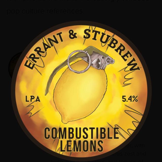 Combustible Lemons 5.4%, Errant Brewery, England