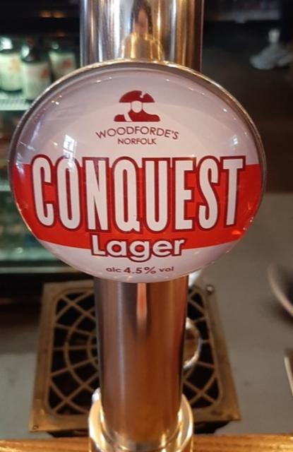 Conquest Lager 4.5%, Woodforde's Brewery, England