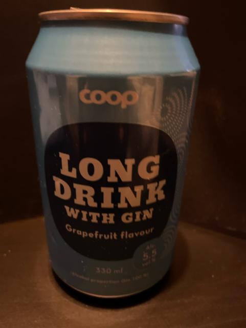 Coop long drink with gin 5.5%, Olvi, Finland