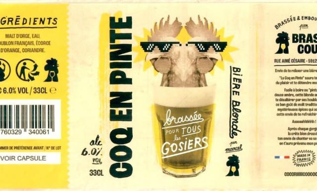 Coq En Pinte 6.0%, Brasse Cour - Brasserie SBC, France