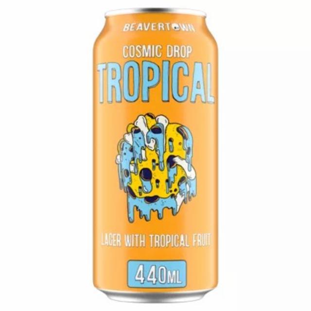 Cosmic drop tropical fruit lager 4.0%, Beavertown Brewery, England
