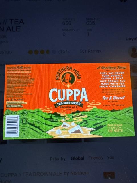 Cuppa // Tea Brown Ale 4.8%, Northern Monk Brew Co., England