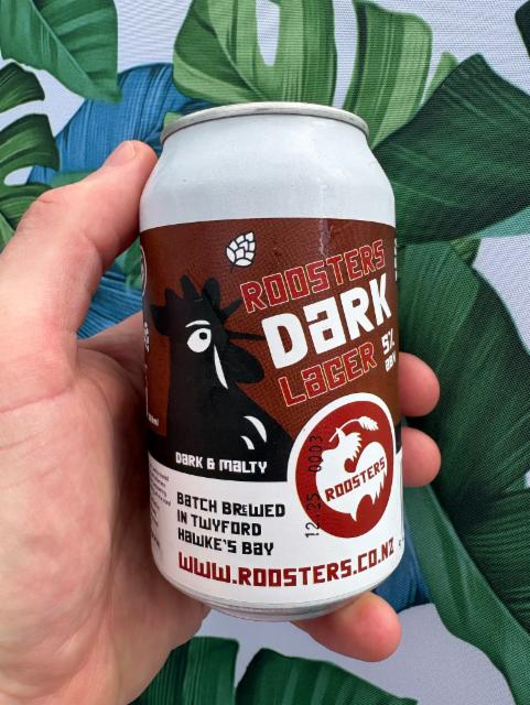 Dark lager 5.0%, Roosters, New Zealand