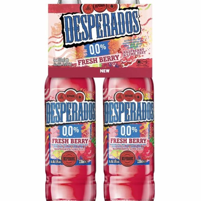 Desperados 0.0% Fresh Berry 0.0%, Brouwerij Alken-Maes (Heineken), Belgium