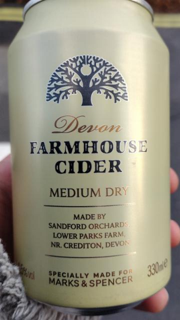 devon farmhouse cider medium dry 4.5%, Sandford Orchards, England