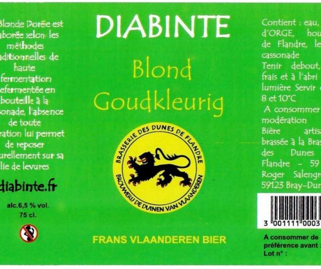 Diabinte Blonde Goudkleurig 6.5%, Brasserie Des Dunes De Flandre (Diabinte), France