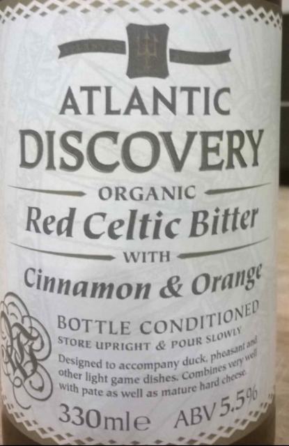 Discovery Red Celtic Bitter - With Cinnamon & Orange 5.5%, Atlantic Brewery, England