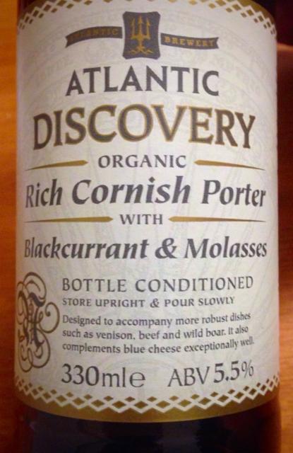 Discovery Rich Cornish Porter - Blackcurrant & Molasses 5.5%, Atlantic Brewery, England