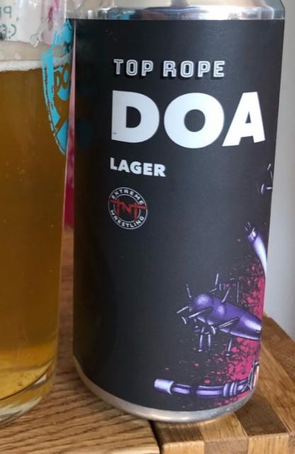 DOA Lager 4.5%, Top Rope Brewing, England