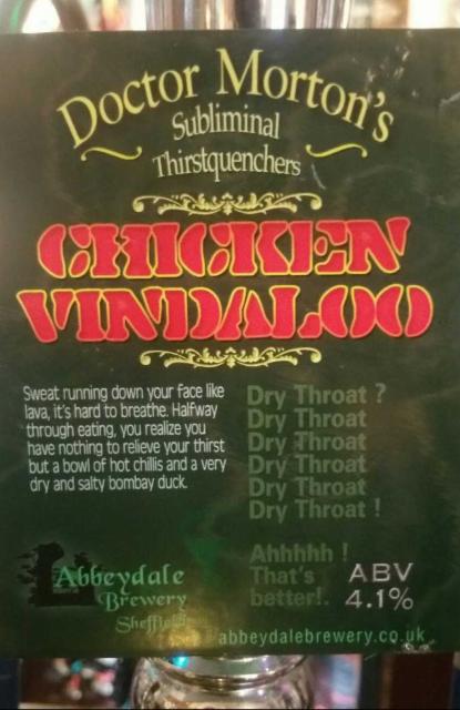 Doctor Morton's Chicken Vindaloo 4.1%, Abbeydale Brewery, England