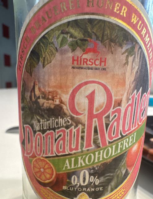 Donau-Radler Blutorange alkoholfrei, Hirsch-Brauerei Honer