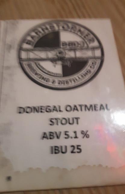 donegal oatmeal stout 5.1%, Barnstormer Brewing and Pizzeria, Canada