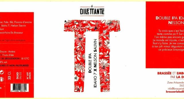 Double IPA Idaho 7 / Nelson Sauvin 8.0%, Brasserie La Dilettante, France