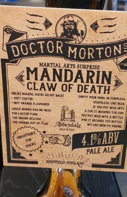 Dr Morton's Mandarin Claw Of Death 4.1%, Abbeydale Brewery, England