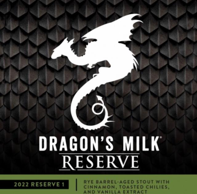 Dragon's Milk Reserve: Rye Barrel-Aged Stout with Cinnamon, Toasted Chilies, and Vanilla Extract (1/2022) 11.8%, New Holland Brewing Company, United States