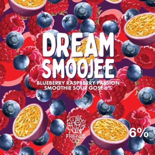 Dream Smoojee blueberry raspberry passion Smoothie sour gose 6.0%, Friends Company, Sweden