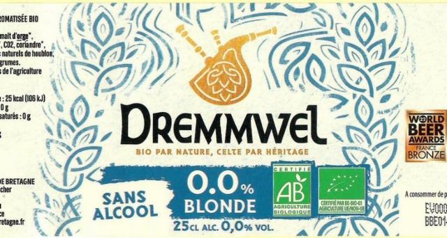 Dremmwel Sans Alcool Blonde 0.0%, SAS Brasserie De Bretagne (B2B), France