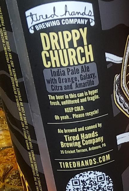 drippy church 6.8%, Tired Hands Brewing Company, United States