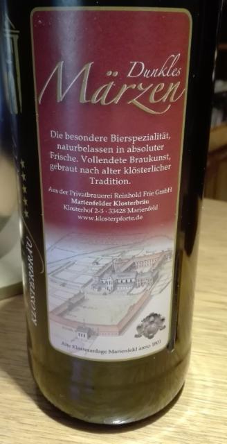 Dunkles Märzen 4.8%, Marienfelder Klosterbräu, France