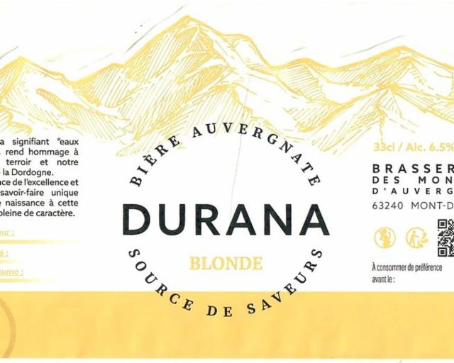 Durana Blonde 6.5%, Brasserie Les Monts D'Auvergne, France