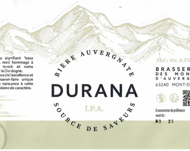 Durana IPA 6.2%, Brasserie Les Monts D'Auvergne, France