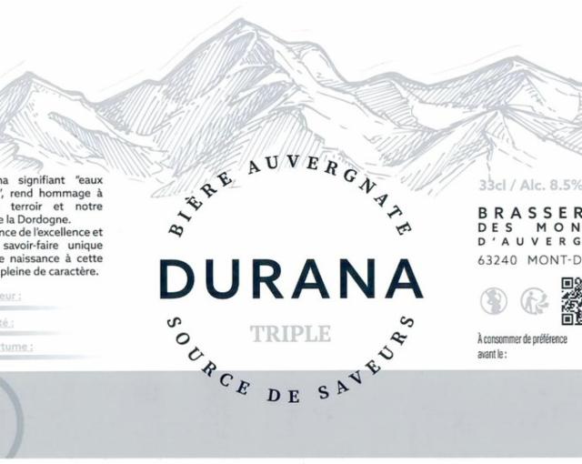 Durana Triple 8.5%, Brasserie Les Monts D'Auvergne, France