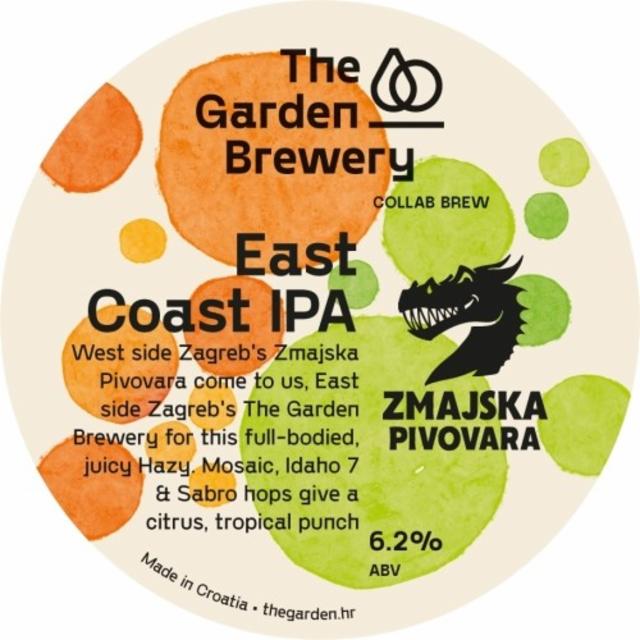 East Coast IPA (Collab Zmajska) 6.2%, The Garden Brewery, Croatia